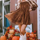 Chestnut Smocked Ribbed Velvet Babydoll Top