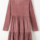 Chestnut Smocked Ribbed Velvet Babydoll Top