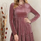 Chestnut Smocked Ribbed Velvet Babydoll Top