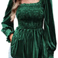 Chestnut Smocked Ribbed Velvet Babydoll Top