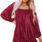 Chestnut Smocked Ribbed Velvet Babydoll Top