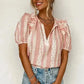 Chic Peek Puff Sleeve Blouse Polka Dot
