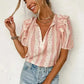 Chic Peek Puff Sleeve Blouse Polka Dot