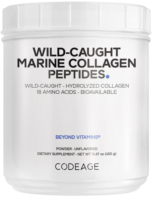 Codeage Marine Collagen Powder | Wild-Caught Fish Collagen, Type I & III, 15.87 oz