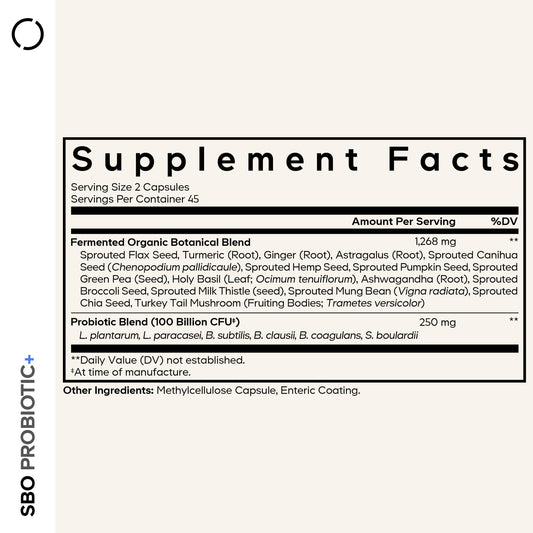 Codeage SBO Probiotics: 100 Billion CFUs, 6 Strains, Organic Fermented Botanicals, Shelf-Stable, 90 Capsules