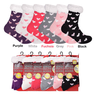 Ladies Cozy Women's Thermal Heart Patterned Fluffy Winter Socks