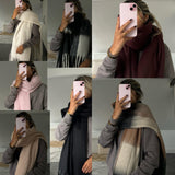 Ladies Ultra-Soft Gradient Color Block Blanket Scarf Shawl