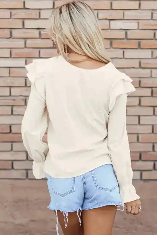 Corduroy Charm Ruffle Blouse