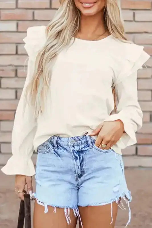 Corduroy Charm Ruffle Blouse