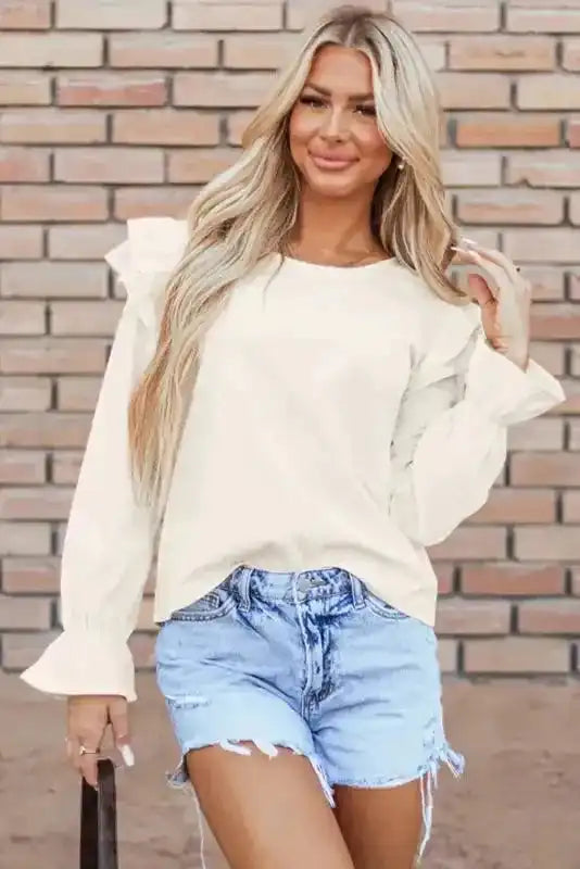 Corduroy Charm Ruffle Blouse