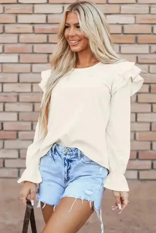 Corduroy Charm Ruffle Blouse