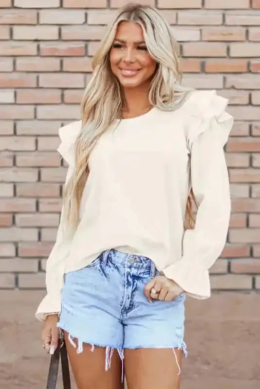 Corduroy Charm Ruffle Blouse