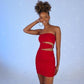 Bubble Red Pleated Mini Bodycon Dress