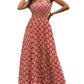 Women's Summer Vacation Floral Print Sleeveless Maxi Dress with Ruffled Detail - Casual Polyester Sundress, Machine Washable, Summer Dresses