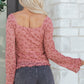 Pink Floral Lace Blouse | Bell Sleeve Square Neck Top
