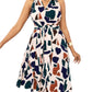 Elegant Geometric Print V-Neck Sleeveless Dress for Women