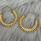 Soleil Mandala Brass Hoops – Ethnic Boho Statement Earrings.