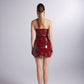 Bria Burgundy Strapless Faux Patent Leather Mini Dress