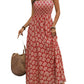 Women's Summer Vacation Floral Print Sleeveless Maxi Dress with Ruffled Detail - Casual Polyester Sundress, Machine Washable, Summer Dresses