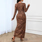 Women’s Retro Cashew Print Long Sleeve Dress – Elegant & Graceful Style