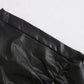 Women's Ruffle Trim Artificial Hip Leather Skirt