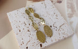 Hammered Gold Disc Necklace and Drop Earrings Set – Textured Oval Link Statement Jewelry