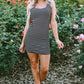 Black Stripe Ribbed Knit Sleeveless Mini Dress
