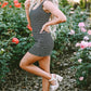 Black Stripe Ribbed Knit Sleeveless Mini Dress