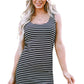 Black Stripe Ribbed Knit Sleeveless Mini Dress