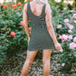 Black Stripe Ribbed Knit Sleeveless Mini Dress