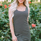 Black Stripe Ribbed Knit Sleeveless Mini Dress