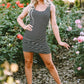 Black Stripe Ribbed Knit Sleeveless Mini Dress