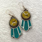 Ethnic Earrings-Nepal Tibet-Natural Stone Jewellery-Silver Stone Earrings.