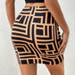 Women's Geometric Print High-Waisted Bodycon Skirt with Side Slit