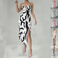 Summer Printed Suspender Split Dress Fashion Slim Lace-up Long Dresses For Women Clothing