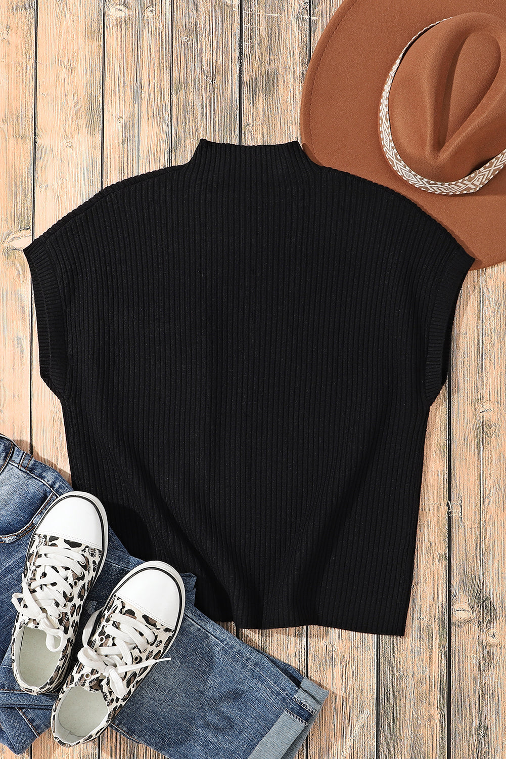 Cozy Oatmeal Sweater Dress - Ribbed Knit with Pockets