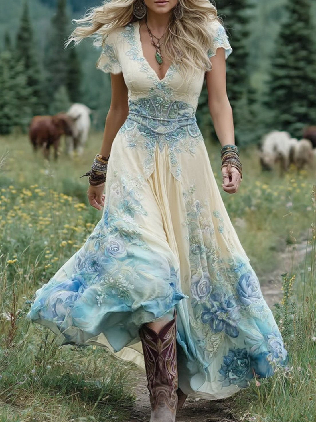Isla Grace | Embroidered Maxi Dress