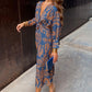 Sophia | Vintage Printed V-Neck Long-sleeve Elegant Dress