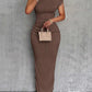 Textured Single Shoulder Bodycon Maxi Dress