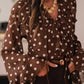 Coffee Polka Dot Bell Sleeve Blouse