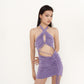 Viola Lilac Gathered Mini Bodycon Dress