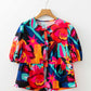 Abstract Floral Babydoll Blouse