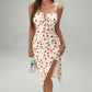 Summer Printed Suspender Split Dress Fashion Slim Lace-up Long Dresses For Women Clothing