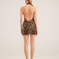 Rachel Brown Leopard Print Halter Neck Mini Dress