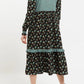Louche Elsie Posy Patchwork Print Tiered Long Sleeve Midi Dress