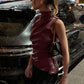 Evelyn - Leather Top In The Famous Burgundy And Black