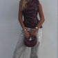 Evelyn - Leather Top In The Famous Burgundy And Black