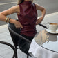 Evelyn - Leather Top In The Famous Burgundy And Black