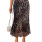 Leopard Print Midi Mermaid Skirt
