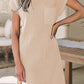 Cozy Oatmeal Sweater Dress - Ribbed Knit with Pockets